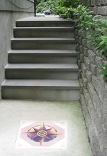 Porcelain kiln fired Compass Rose Tile for exterior entryway floor